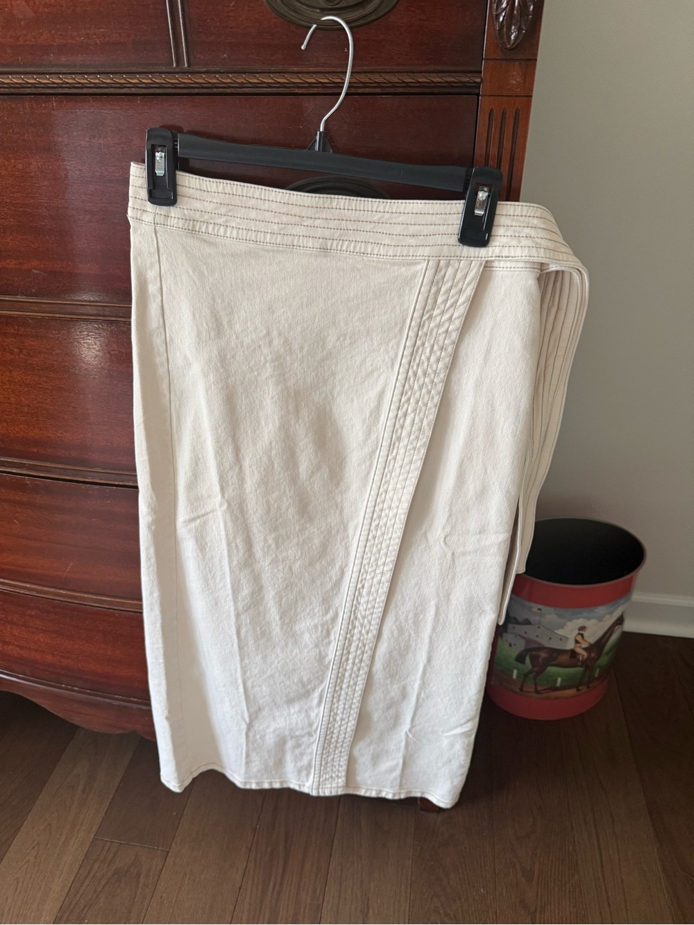 Ann Taylor Cream Knit Wrap-Style Midi Skirt